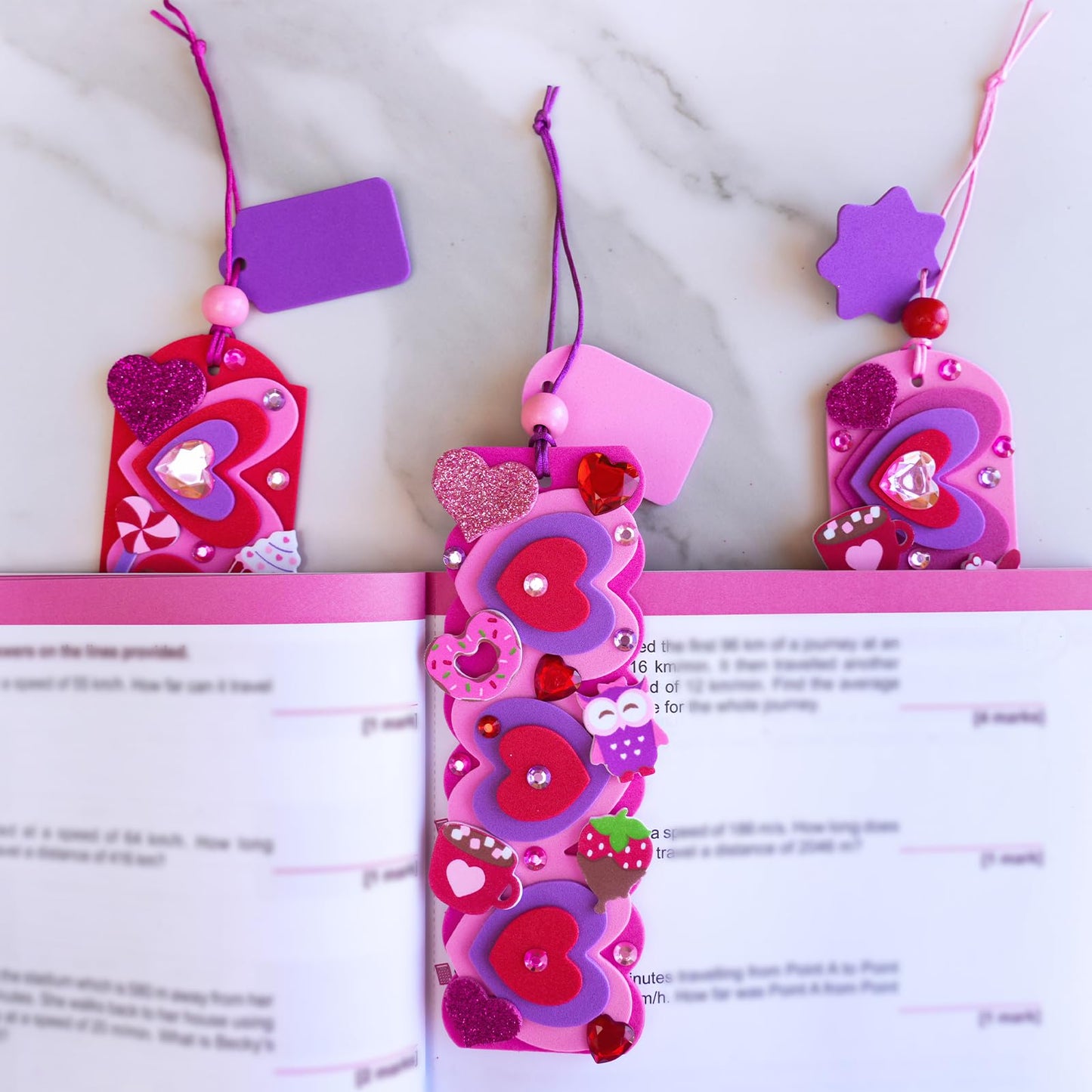 Winlyn 36-Set Valentine's Day DIY 3D Heart Bookmarks Kit for Kids
