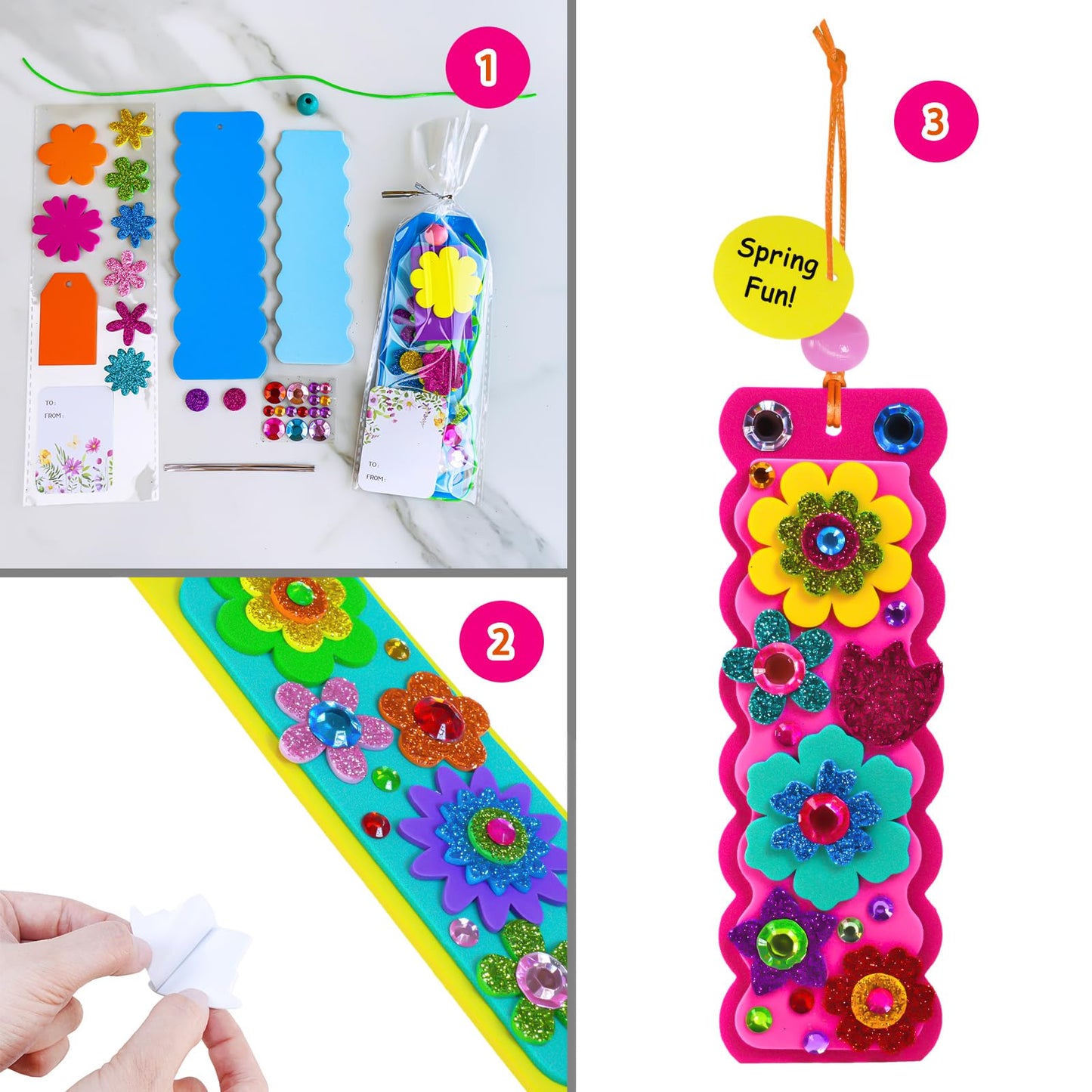 Winlyn 36-Set Flower Crafts Kit — DIY 3D Tulip & Sunflower Bookmarks, Ornaments for Kids