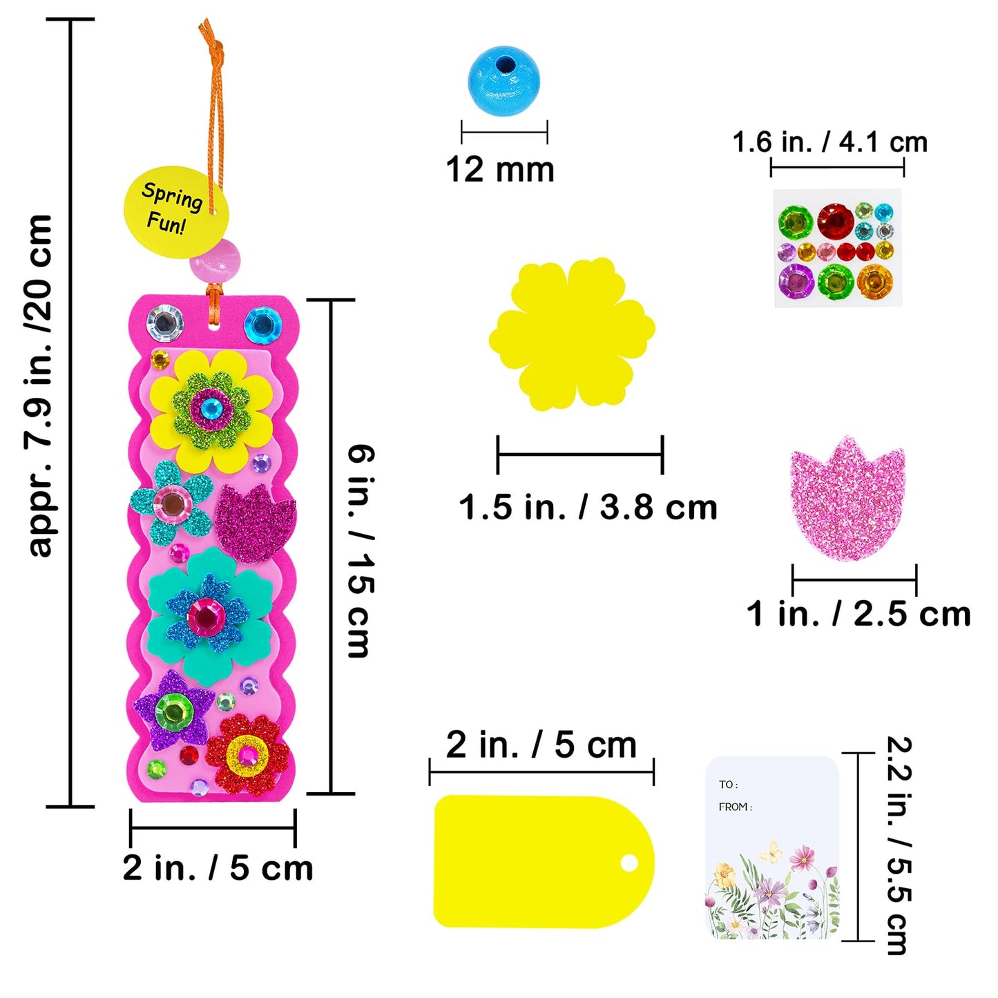 Winlyn 36-Set Flower Crafts Kit — DIY 3D Tulip & Sunflower Bookmarks, Ornaments for Kids