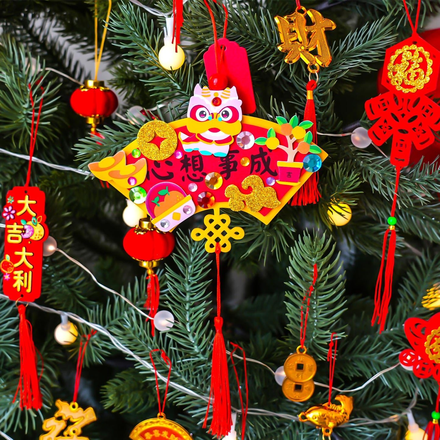 Winlyn 24 Sets DIY Chinese New Year Fan Ornaments – Horse Year 2026