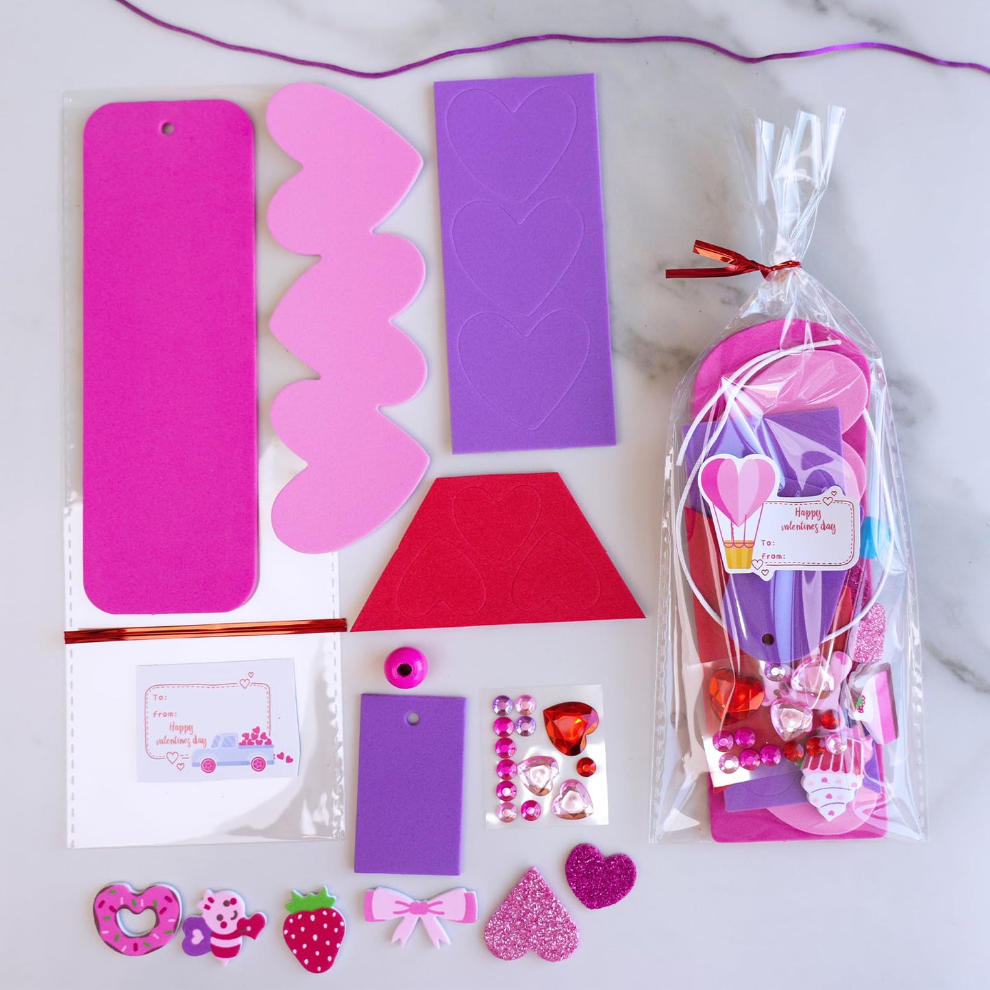 Winlyn 36-Set Valentine's Day DIY 3D Heart Bookmarks Kit for Kids