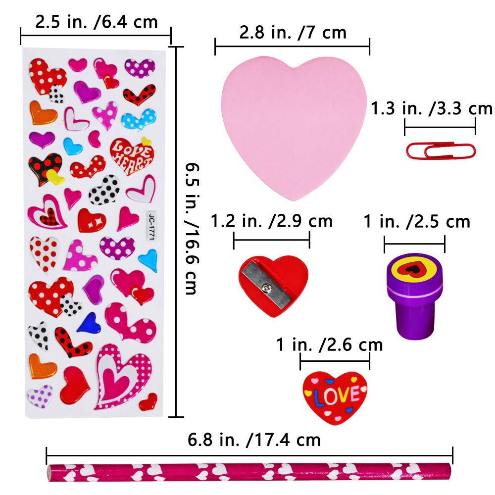Winlyn 30 Sets Valentine's Day Stationery Toy Assortment – Bulk Party Favors for Kids & Classrooms