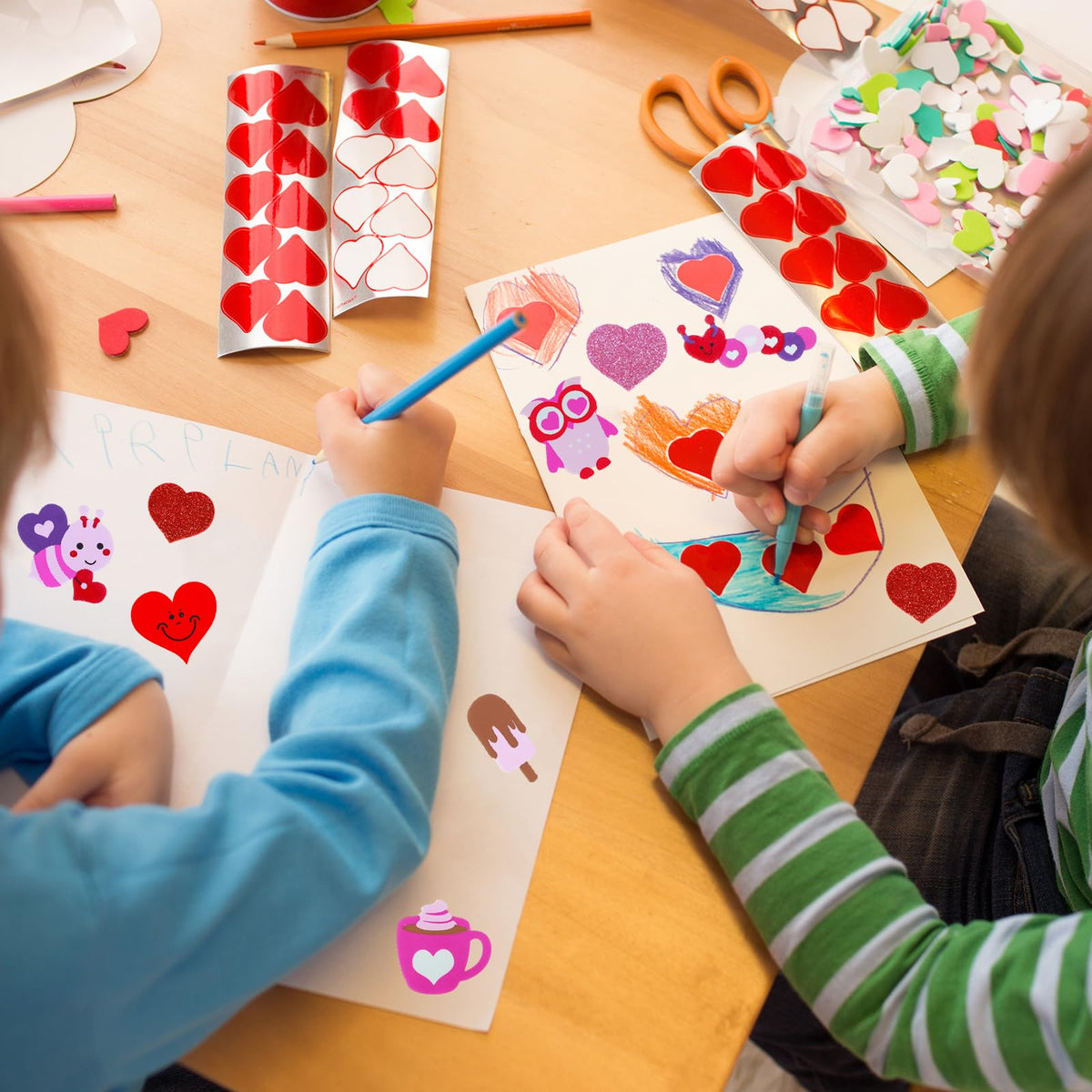 Winlyn 456 Pcs Assorted Valentine's Day Stickers – Foam Hearts, Glitter & Googly Eyes