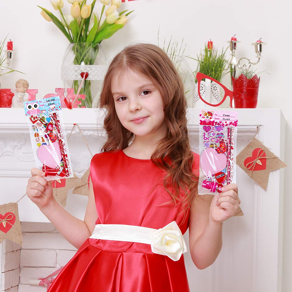 Winlyn 30 Sets Valentine's Day Stationery Toy Assortment – Bulk Party Favors for Kids & Classrooms
