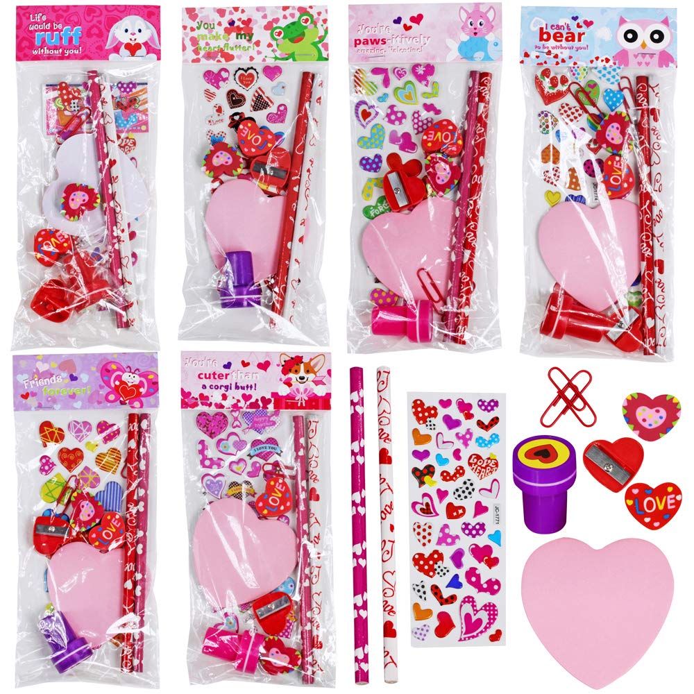 Winlyn 30 Sets Valentine's Day Stationery Toy Assortment – Bulk Party Favors for Kids & Classrooms