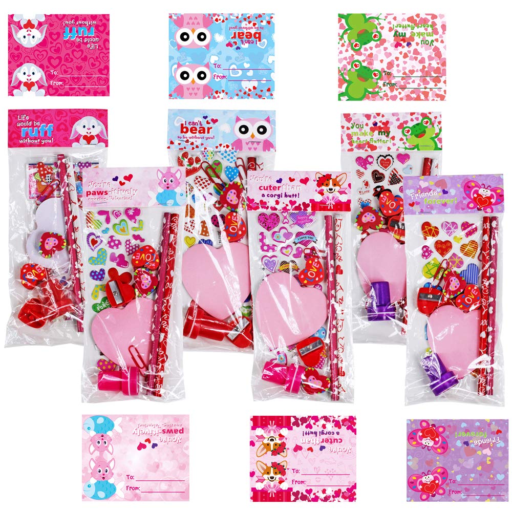 Winlyn 30 Sets Valentine's Day Stationery Toy Assortment – Bulk Party Favors for Kids & Classrooms