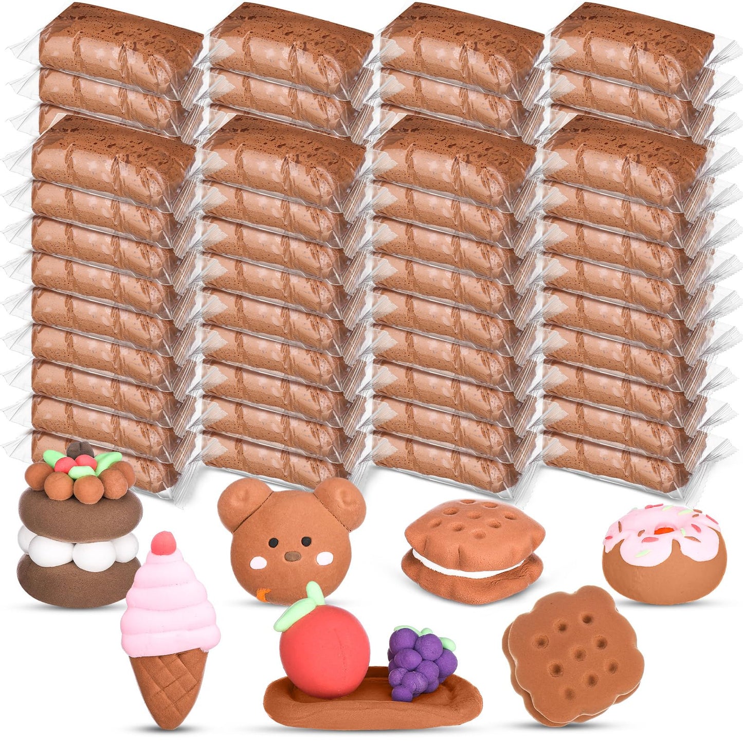 WinnerWhy 72 Pcs 38oz Light Brown Air Dry Clay – Ultra-Light Modeling Clay for Kids, DIY Sculpting