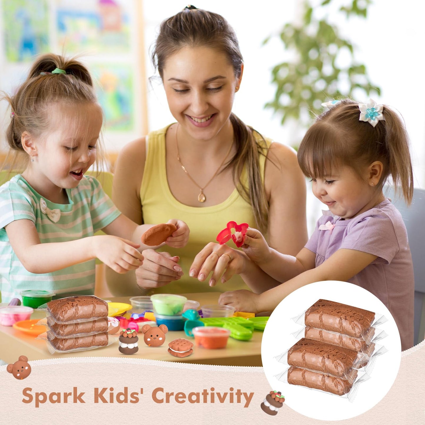 WinnerWhy 72 Pcs 38oz Light Brown Air Dry Clay – Ultra-Light Modeling Clay for Kids, DIY Sculpting