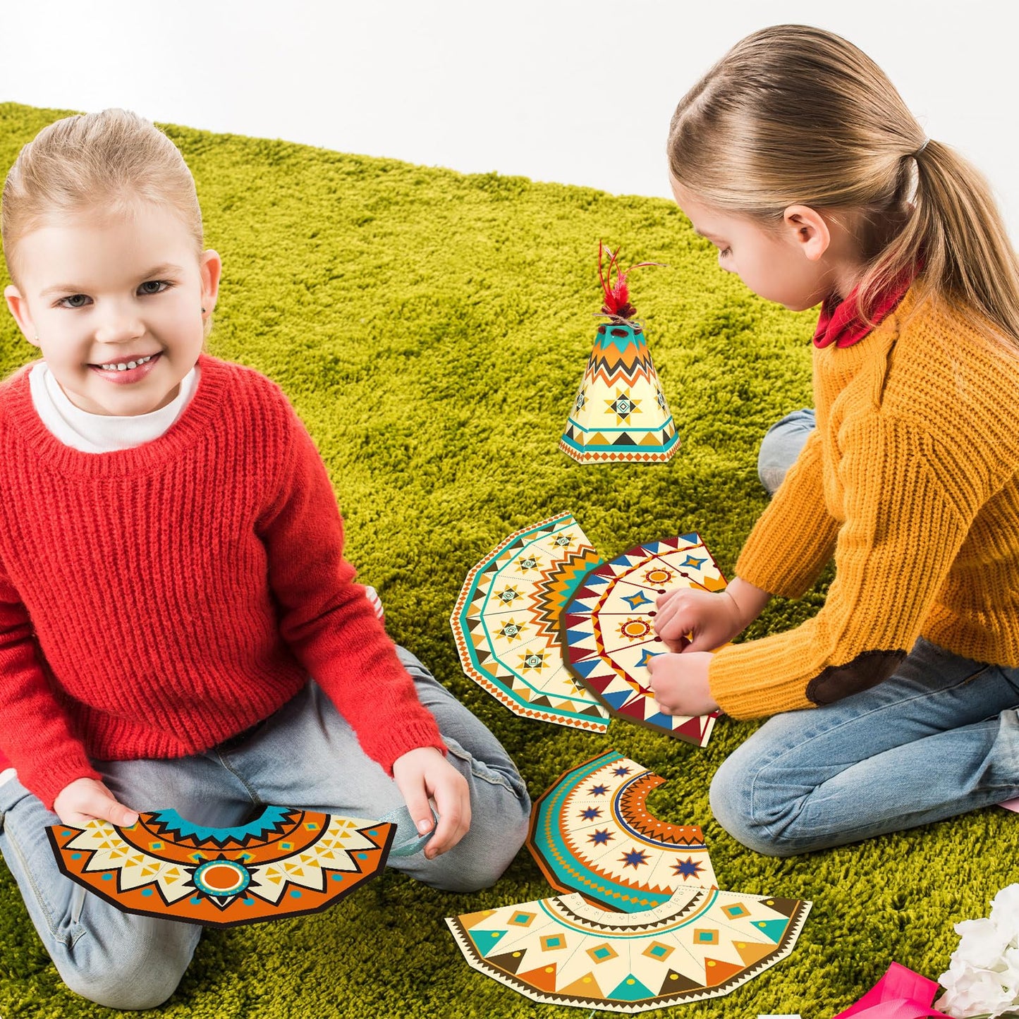WinnerWhy 24-Piece Native American Teepee Crafts Kit for Kids – DIY Teepee Tent Decor