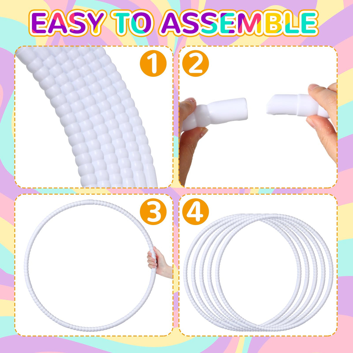 WinnerWhy 2 Pcs Toy Hoop Set - Detachable Adjustable Rings (White, 23 Inch)