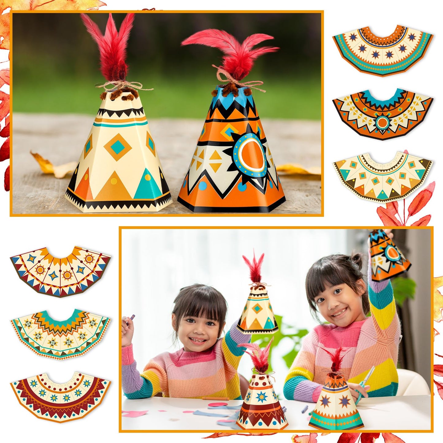 WinnerWhy 24-Piece Native American Teepee Crafts Kit for Kids – DIY Teepee Tent Decor