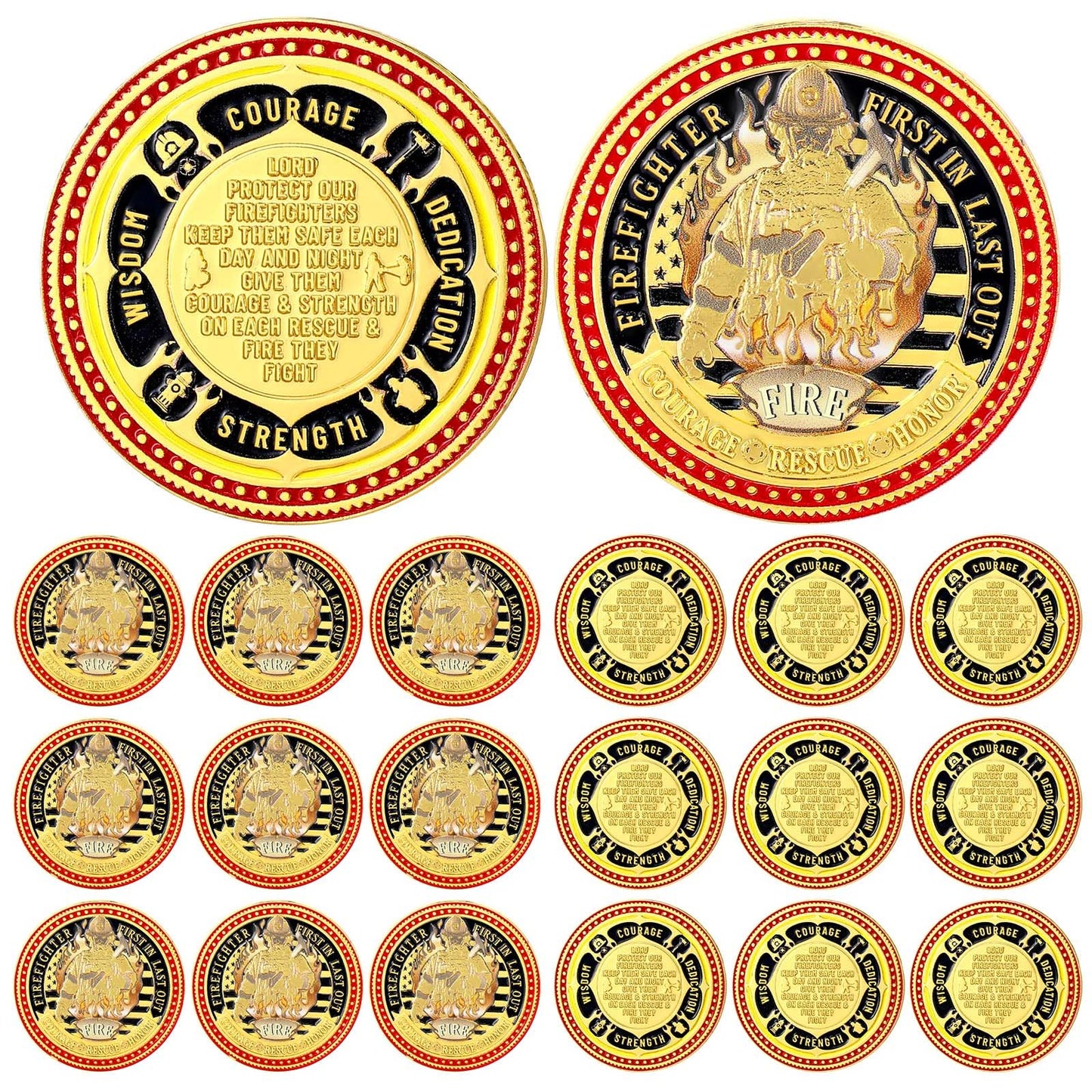 WinnerWhy 20 Pcs Firefighter Coins – First In Last Out Commemoratives