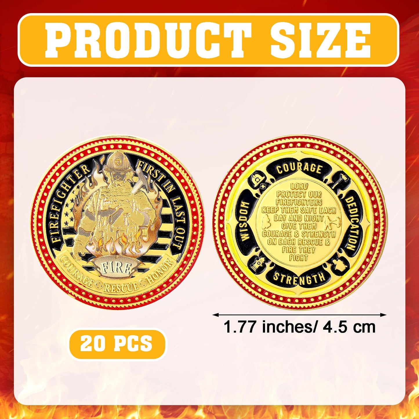 WinnerWhy 20 Pcs Firefighter Coins – First In Last Out Commemoratives