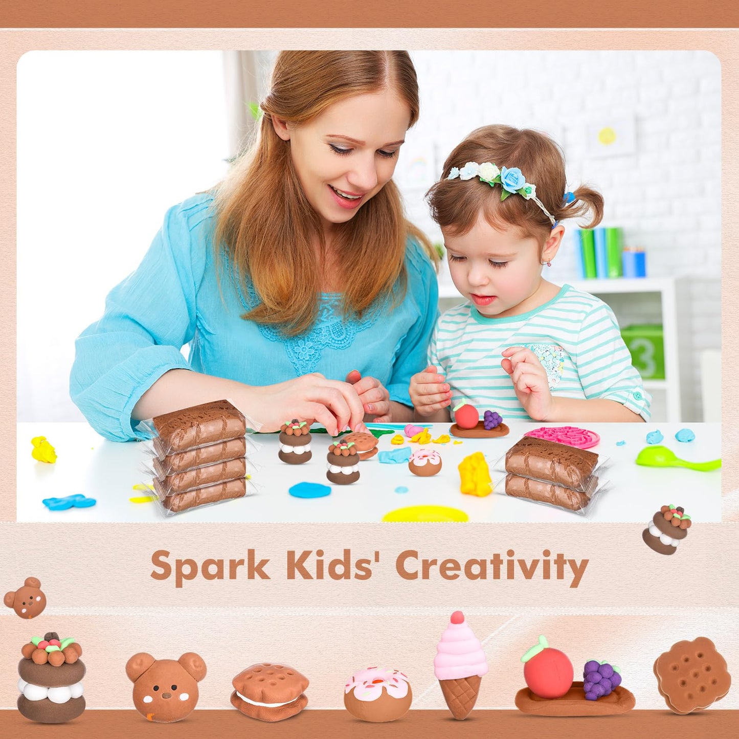 WinnerWhy 72 Pcs 38oz Light Brown Air Dry Clay – Ultra-Light Modeling Clay for Kids, DIY Sculpting