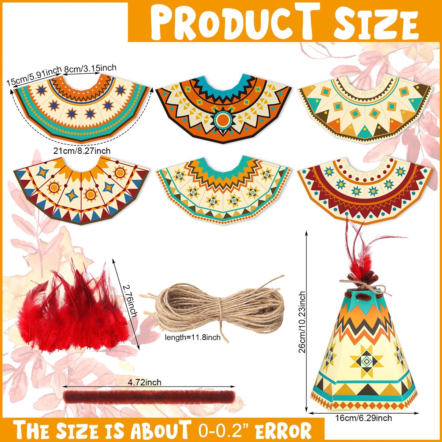 WinnerWhy 24-Piece Native American Teepee Crafts Kit for Kids – DIY Teepee Tent Decor
