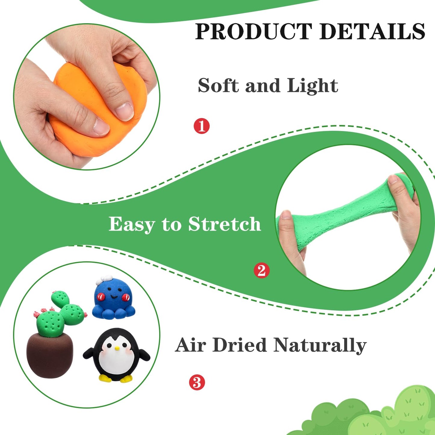 WinnerWhy 72 Pcs 38oz Air Dry Clay – Ultra Light Modeling Clay for Kids DIY Christmas Crafts