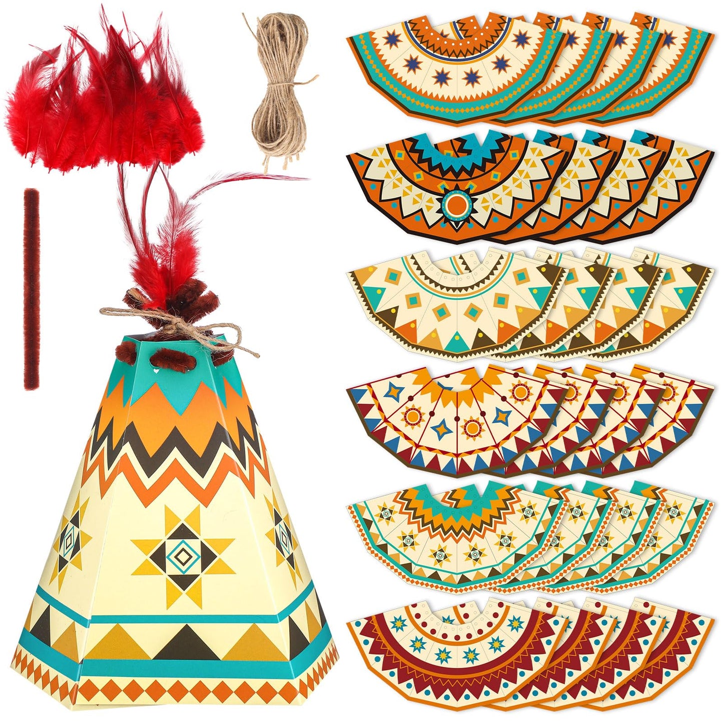 WinnerWhy 24-Piece Native American Teepee Crafts Kit for Kids – DIY Teepee Tent Decor