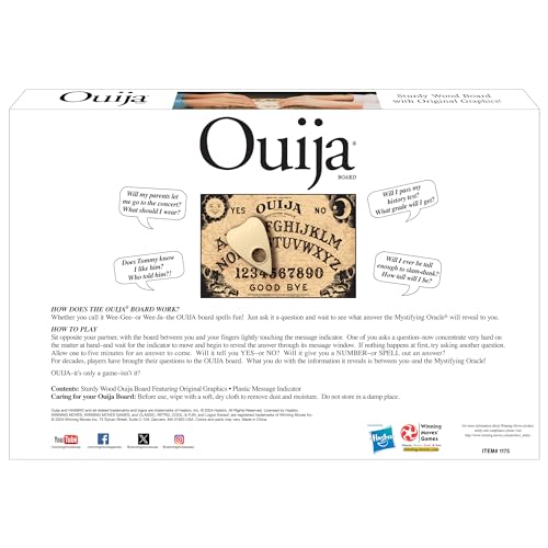 Winning Moves Classic Ouija Board – 1990s Artwork, Thick Wood Spirit Board for 2+ Players (Ages 8+)