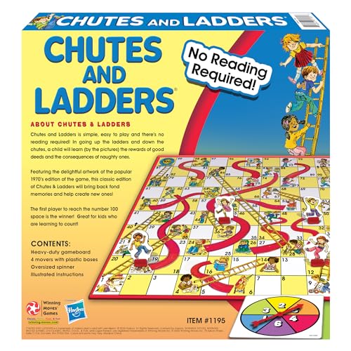 Winning Moves Classic Chutes and Ladders – 1970s Artwork Edition for Ages 3+