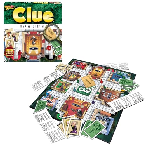 Clue Classic with 1949 Card Artwork & Suspects – Winning Moves Games USA – Classic Whodunnit for 3–6 Players