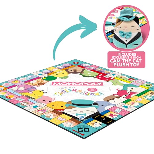 Winning Moves Monopoly Squishmallows Collector’s Edition with Cam Cat Plush – 2–6 Players