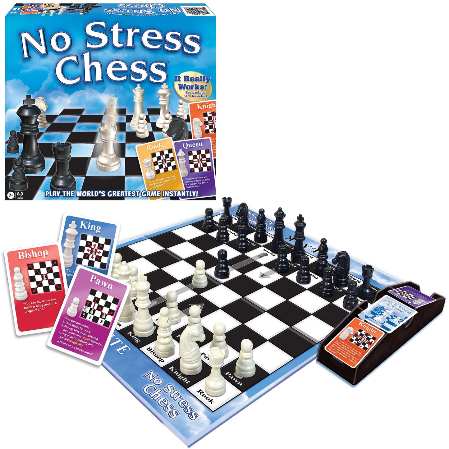 No Stress Chess by Winning Moves — Action Card Teaching Game for 2 Players, Ages 7+ (1091)