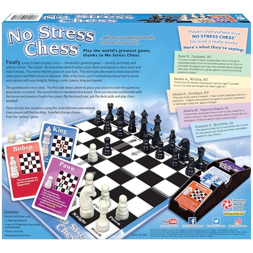 No Stress Chess by Winning Moves — Action Card Teaching Game for 2 Players, Ages 7+ (1091)