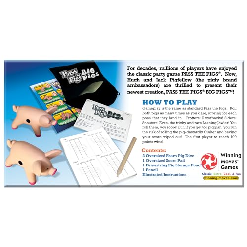 Pass The Pigs Big Pigs by Winning Moves – Oversized Foam Pigs for 2+ Players, Ages 8+