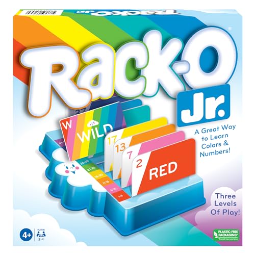 Winning Moves Rack-O Jr – Children's Edition for 2-4 Players, Ages 4+, Color-Coded Card Game