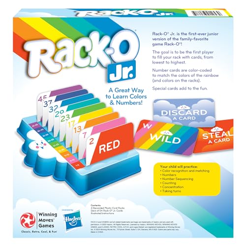 Winning Moves Rack-O Jr – Children's Edition for 2-4 Players, Ages 4+, Color-Coded Card Game