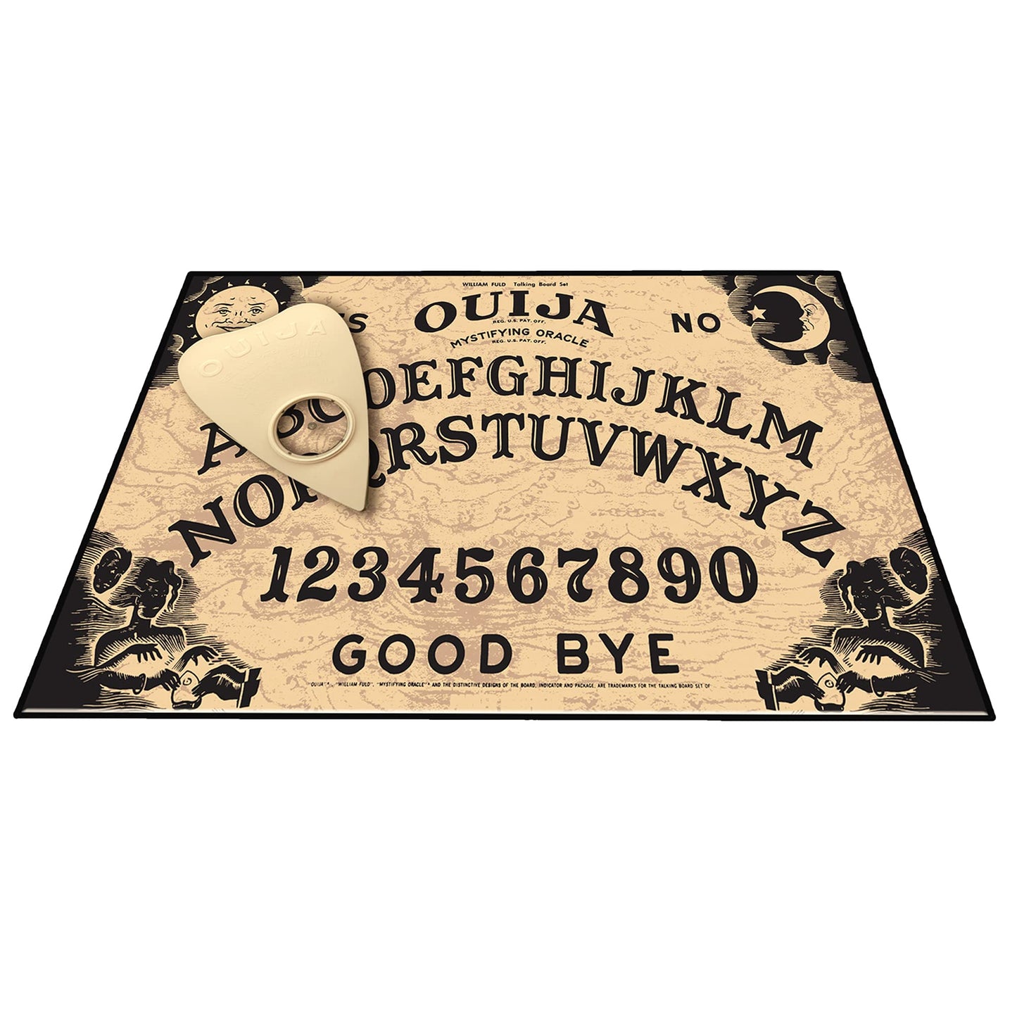 Winning Moves Classic Ouija Board – 1990s Artwork, Thick Wood Spirit Board for 2+ Players (Ages 8+)