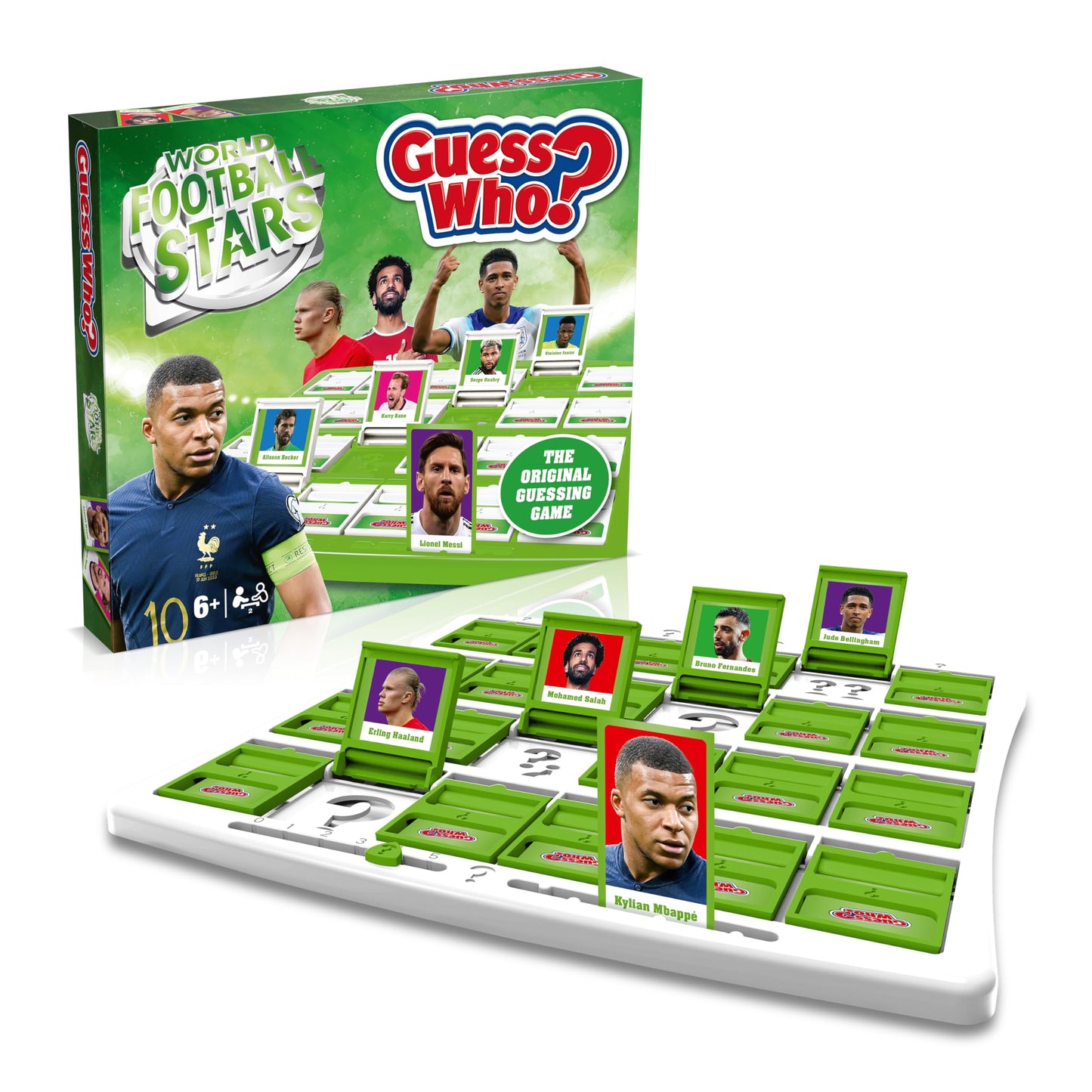Winning Moves World Football Stars Guess Who? Green Board Game – Messi, Ronaldo, Kane & Salah