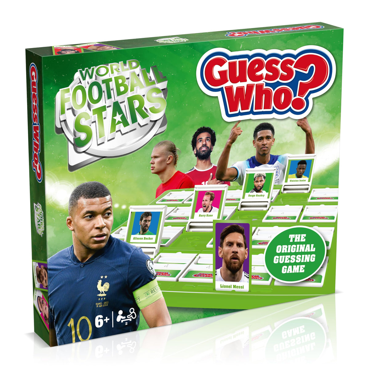 Winning Moves World Football Stars Guess Who? Green Board Game – Messi, Ronaldo, Kane & Salah