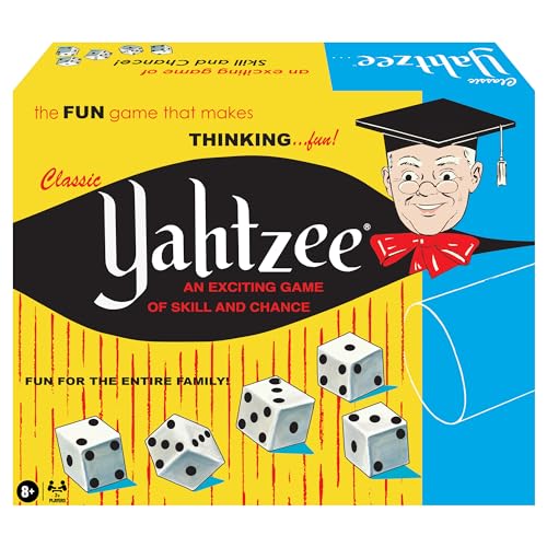 Winning Moves Classic Yahtzee with Retro Artwork — Original Dice Cup, 5 Dice & Scorepad, Ages 8+, 2+ Players (1167)