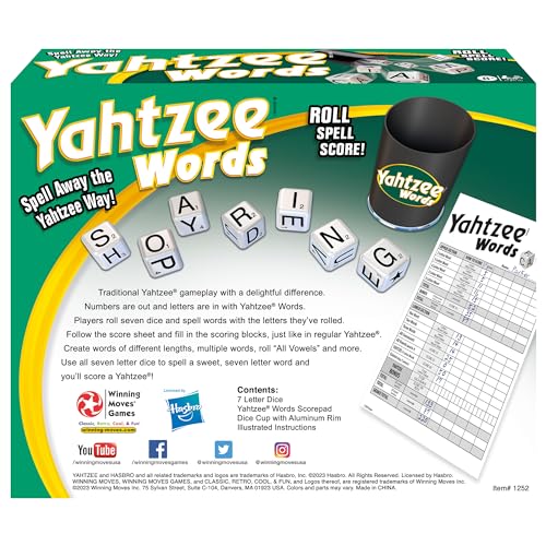 Winning Moves Yahtzee Words – Family Word Game for 2+ Players (Ages 8+)