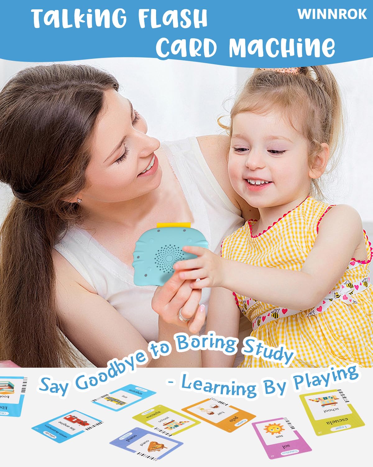 Winnrok 510-Word Bilingual Flash Cards for Toddlers 1-3 | English & Spanish Montessori Language Toy