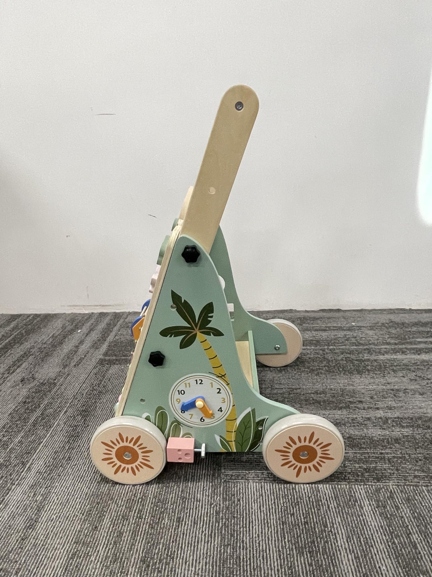 Winnrok Wooden Baby Walker – Adjustable Height, Quiet Wheels, Montessori Sit-to-Stand