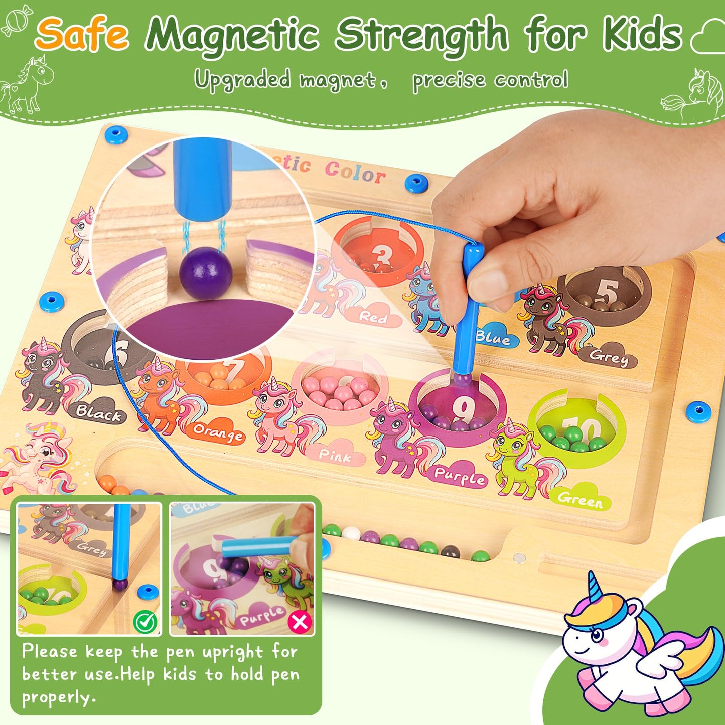 Winnrok 2in1 Magnetic Color & Number Maze – Montessori Alphabet Board for Toddlers Aged 1-5 | Learning Puzzle Gift