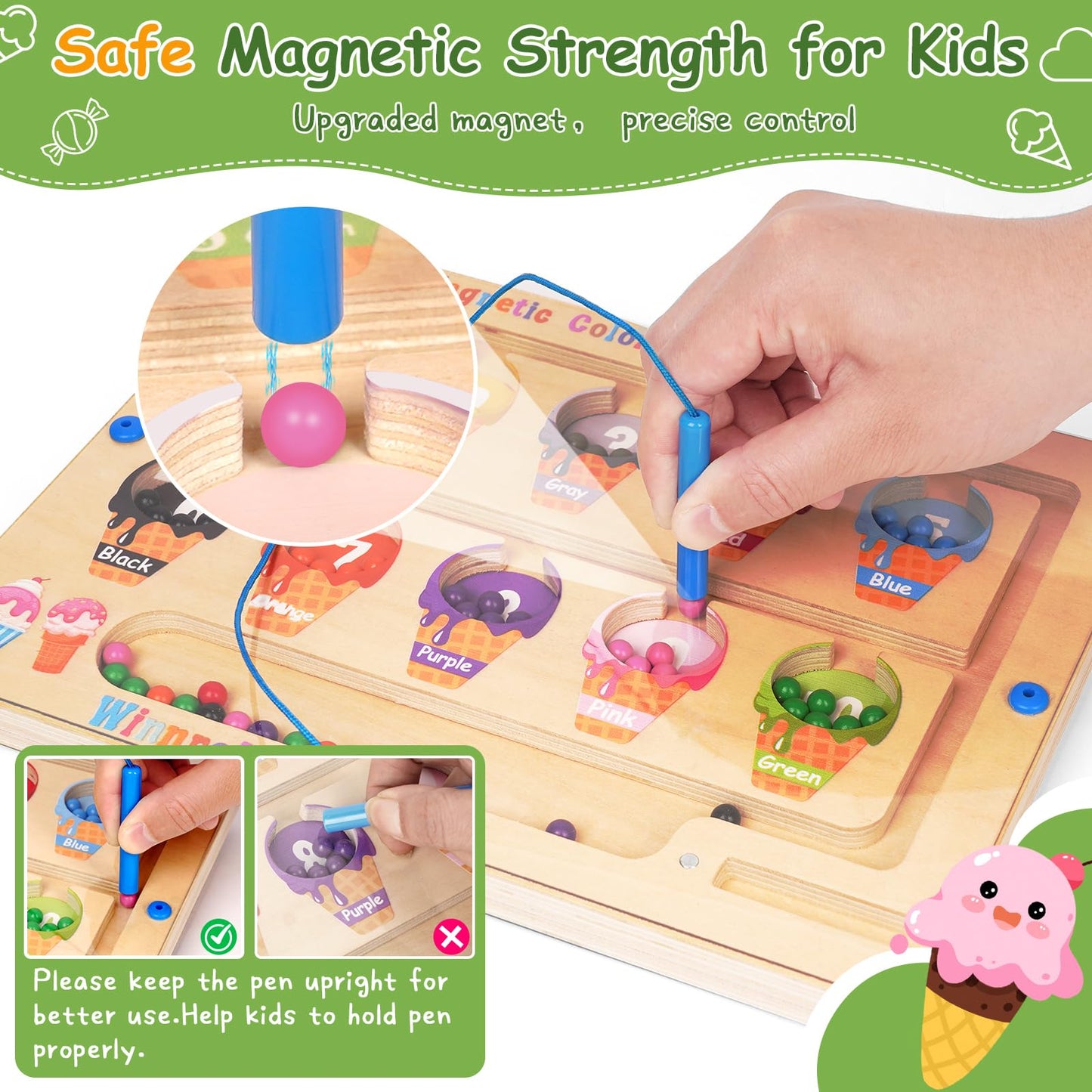Winnrok 2-in-1 Magnetic Color and Number Maze – Montessori Alphabet Puzzle Board for Toddlers