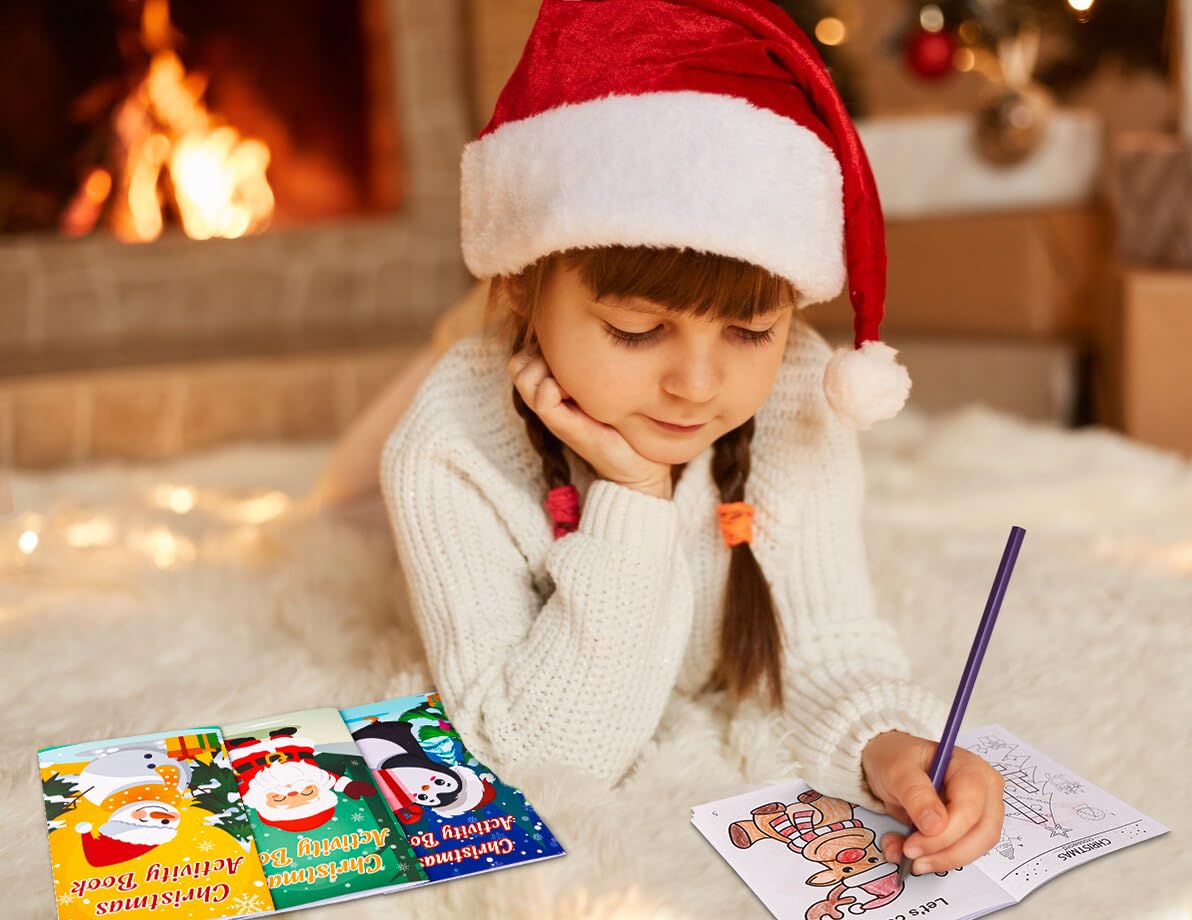 Winrain 24-Pack Christmas Activity Books for Kids – Holiday Coloring & Mazes