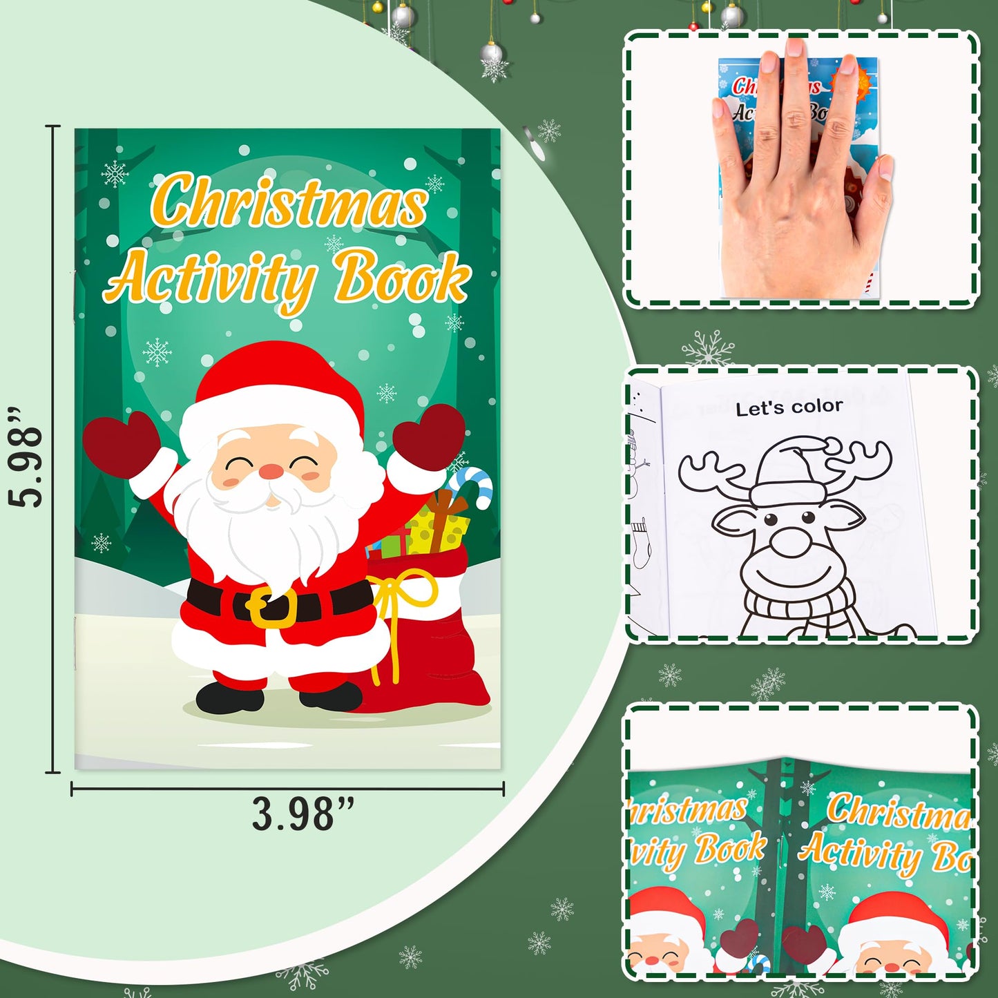 Winrain 24-Pack Christmas Activity Books for Kids – Holiday Coloring & Mazes