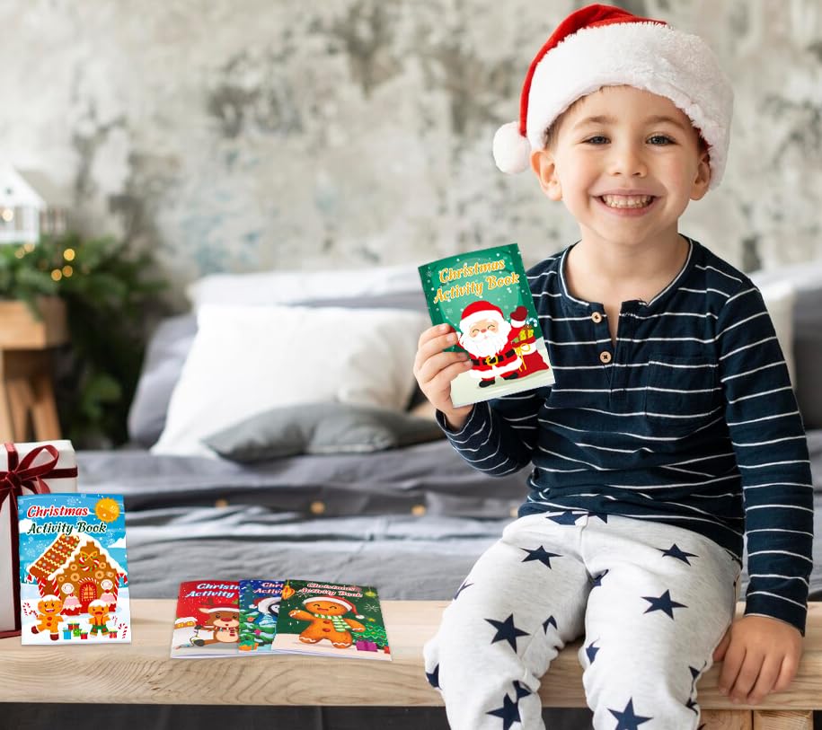 Winrain 24-Pack Christmas Activity Books for Kids – Holiday Coloring & Mazes