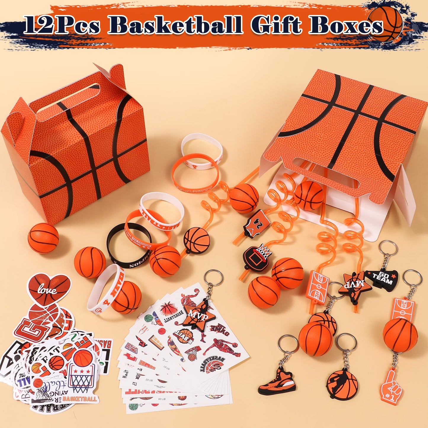 Winrayk 122Pcs Basketball Party Favors – Party Supplies, Gift Bags, Straws & More