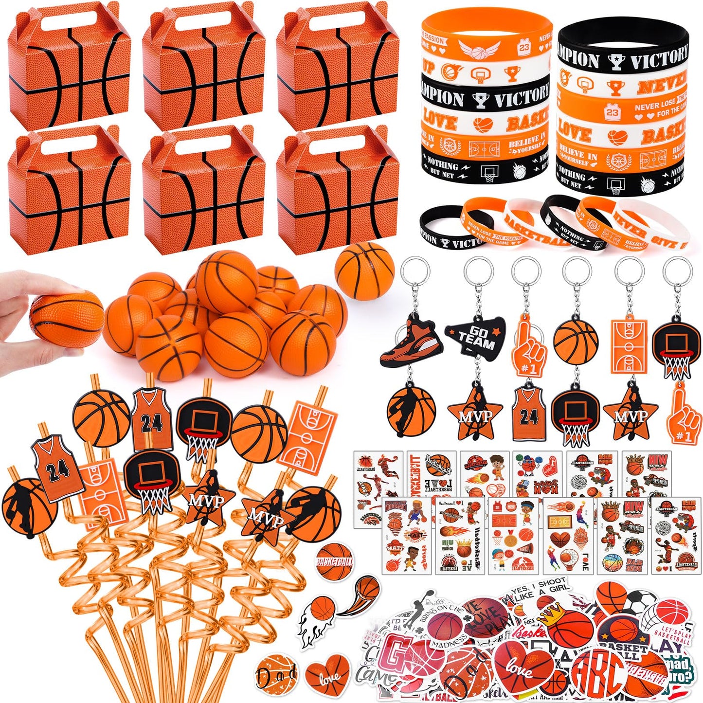 Winrayk 122Pcs Basketball Party Favors – Party Supplies, Gift Bags, Straws & More