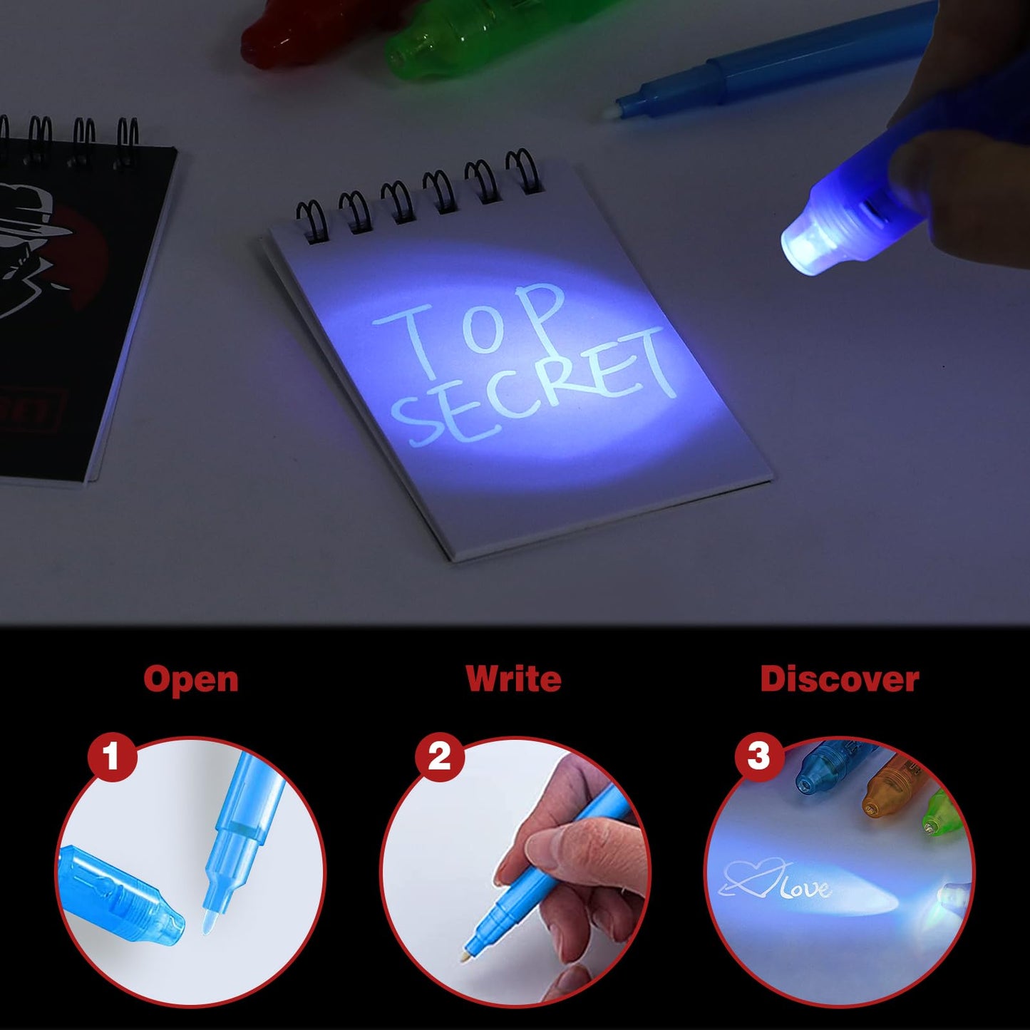 Winrayk Detective Party Favors – Spy Birthday Supplies, Invisible Ink Pens & Notebooks