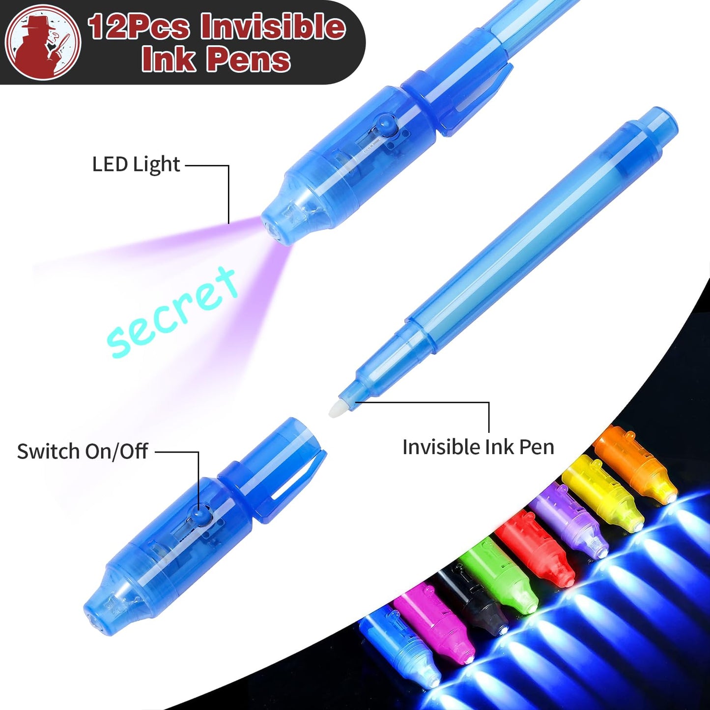 Winrayk Detective Party Favors – Spy Birthday Supplies, Invisible Ink Pens & Notebooks