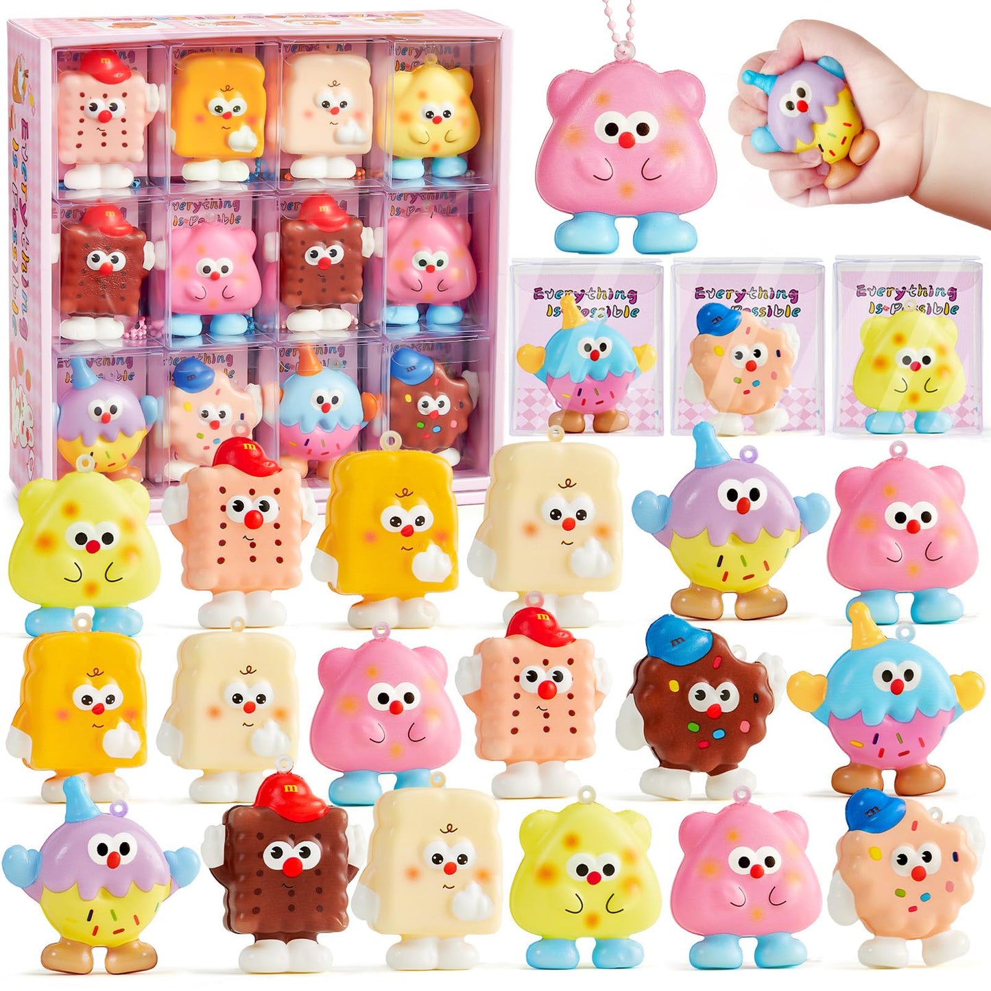 Winrayk Ice Cream Party Favors - 24 Pack Mochi Squishy Toys Bulk