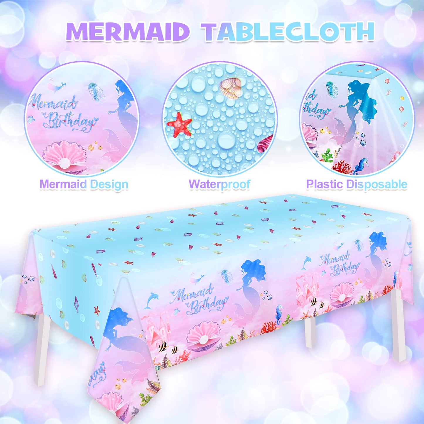 Winrayk Little Mermaid Birthday Decorations – Pink & Purple Balloon Arch Kit, Backdrop, Mermaid Tail Balloons