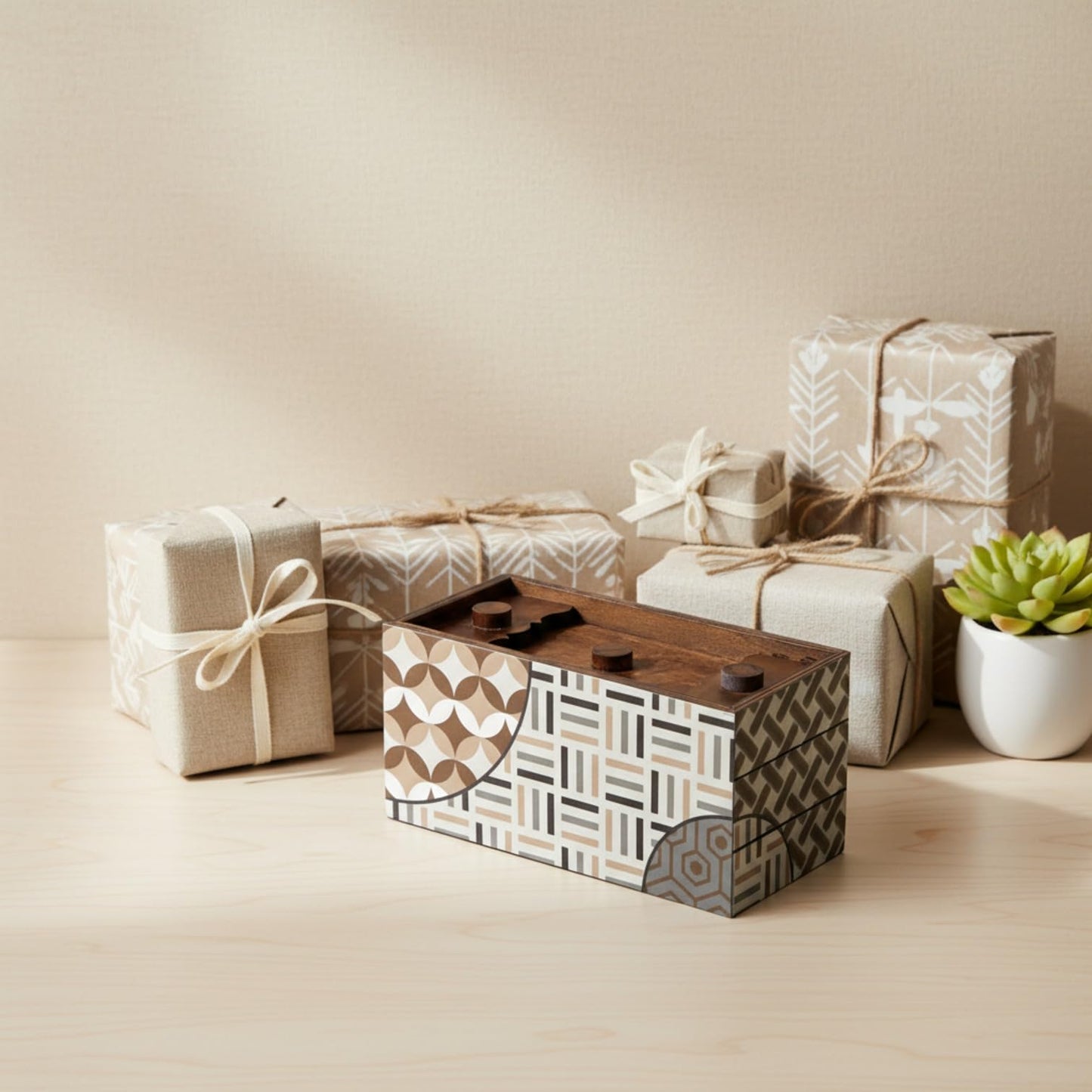 Winshare Enigma Decode Puzzle Box – Money & Gift Card Holder in Wood Trick Lock