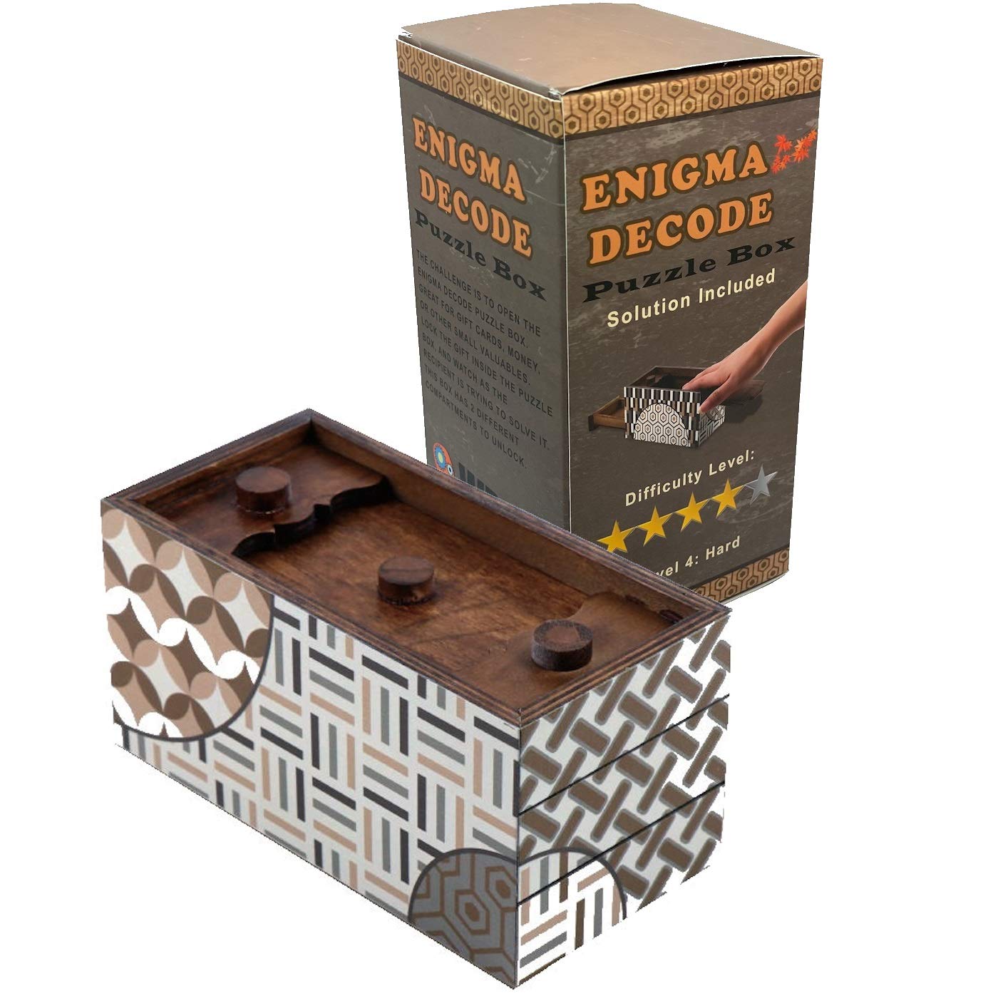Winshare Enigma Decode Puzzle Box – Money & Gift Card Holder in Wood Trick Lock